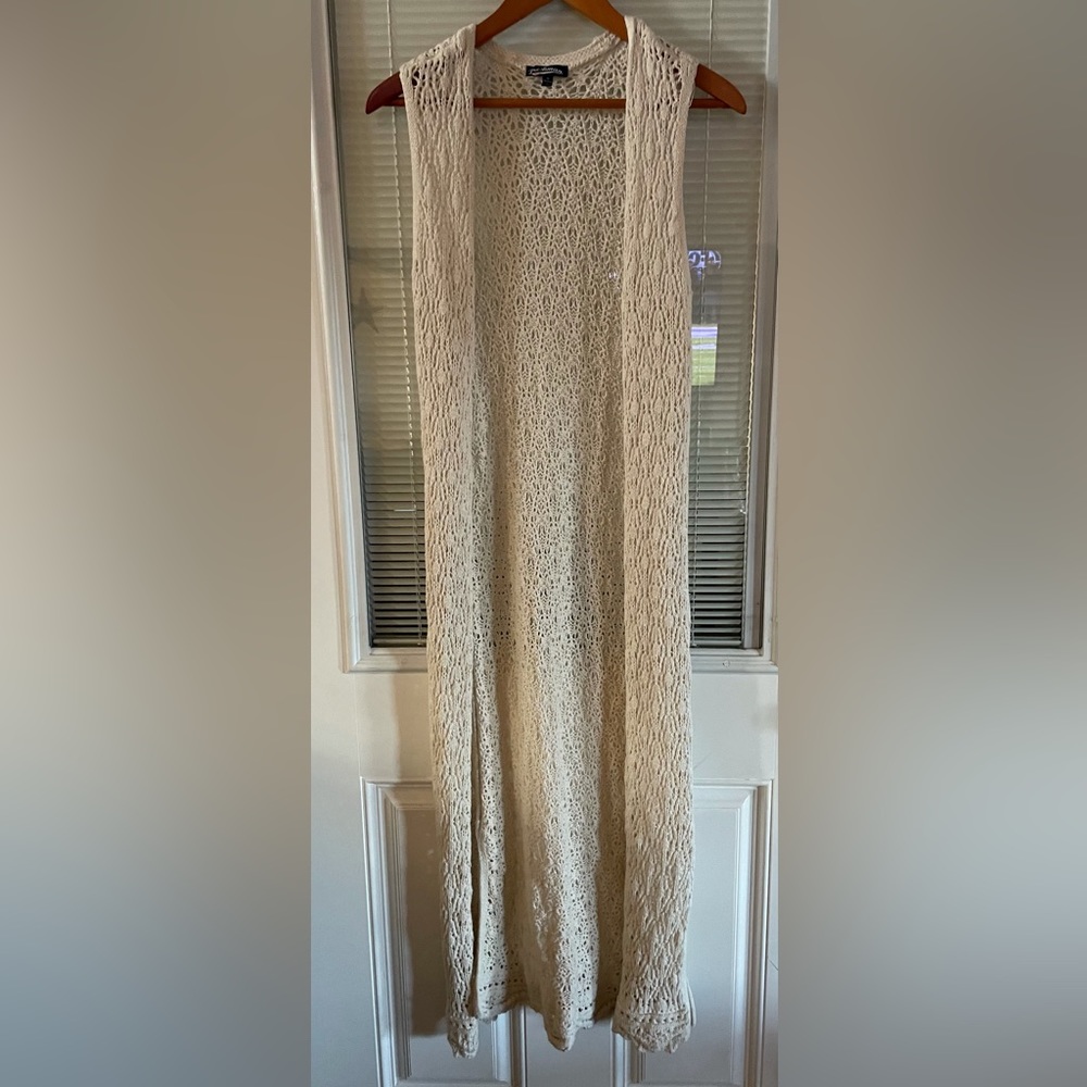 Long crochet sweater vest